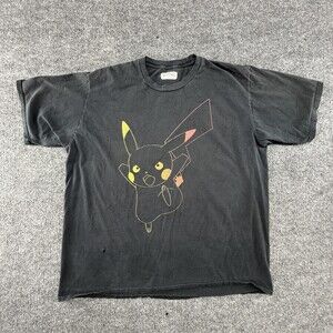 Pokémon Pikachu Shirt Mens XL Black Graphic Tee Anime Gaming Tagless Pokemon